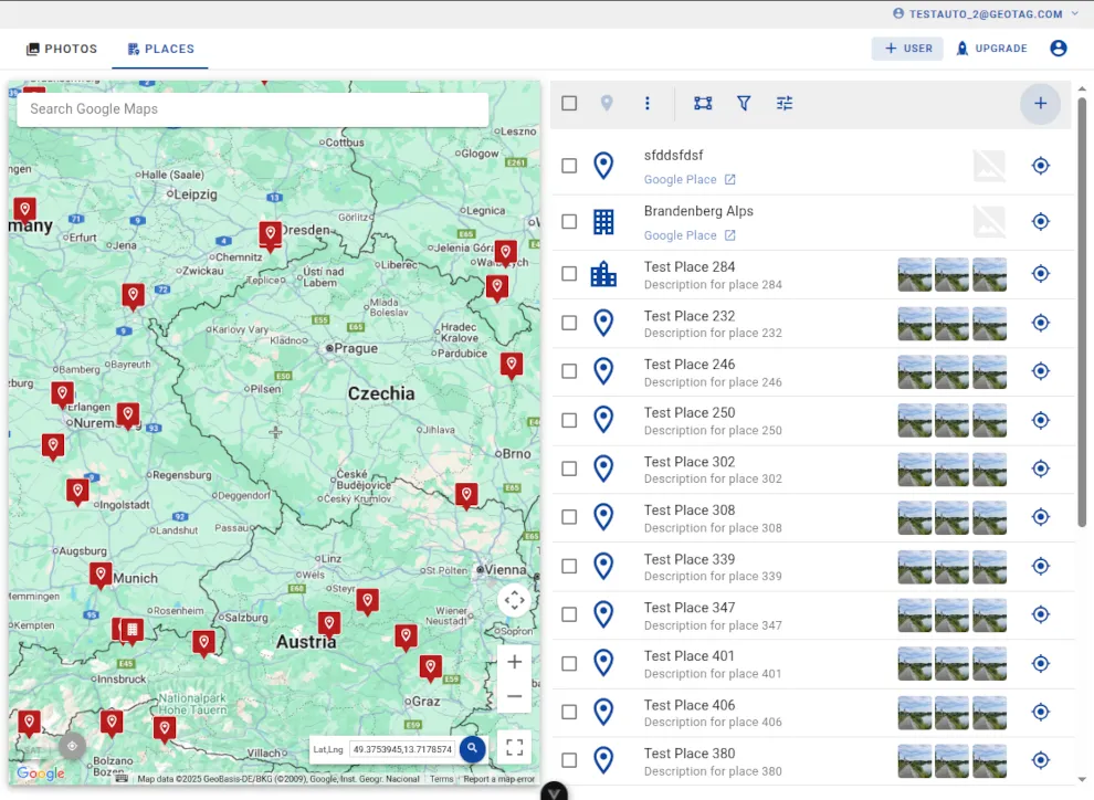 Geotag.com screenshot showing the platform interface